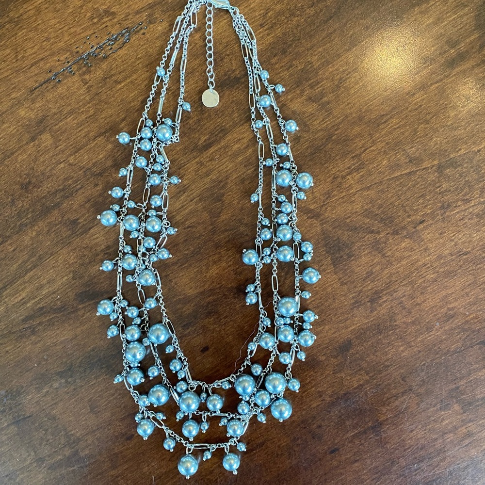 Talbots necklace multi strand necklace bib silver